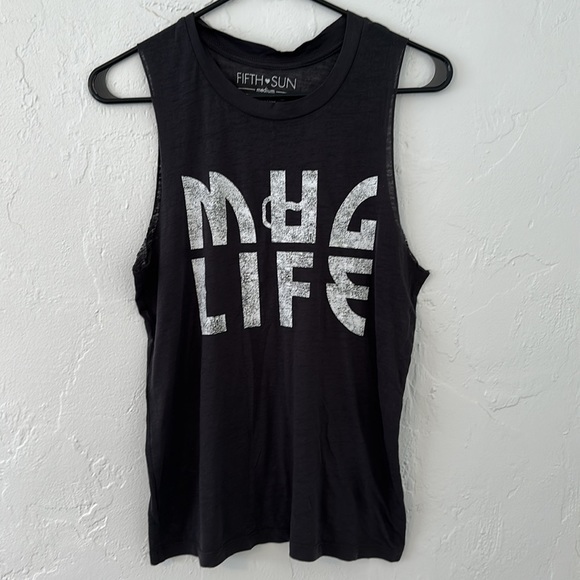 Fifth Sun Dark Gray Mug Life Sheer Tank 🍺 size Medium - Picture 6 of 7